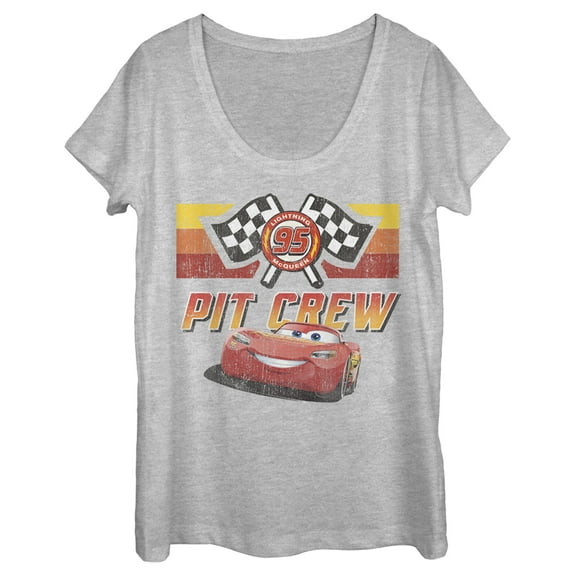 Women's Cars Pit Crew Team  Scoop Neck Athletic Heather Large