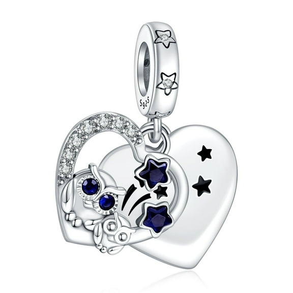 ROSIANNA 925 Sterling Silver Charm for Bracelets Night Owls Dangle Charms Women Bracelet Charm