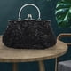 thumbnail image 5 of Bolso de mano con diseño floral de lentejuelas y cuentas, bolso de mano negro, 5 of 5