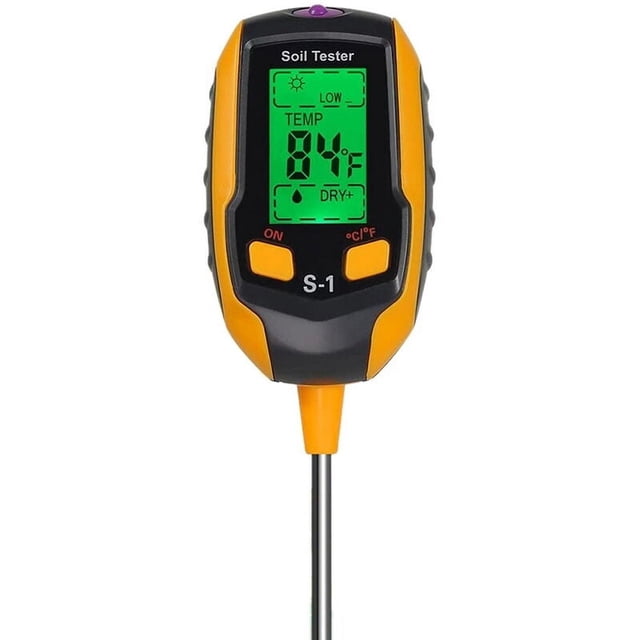 Medidor de pH del suelo, Probador de humedad del suelo 4 en 1, Medidor digital de humedad de plantas con pH/temperatura/luz, Medidor de humedad del suelo