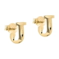 thumbnail image 3 of 14k Real Yellow Gold Initial Letters Stud Earrings /Alphabetic Letters Earrings / Diamond Cut Letters Earrings Push Back / Aretes Oro Real, 3 of 6