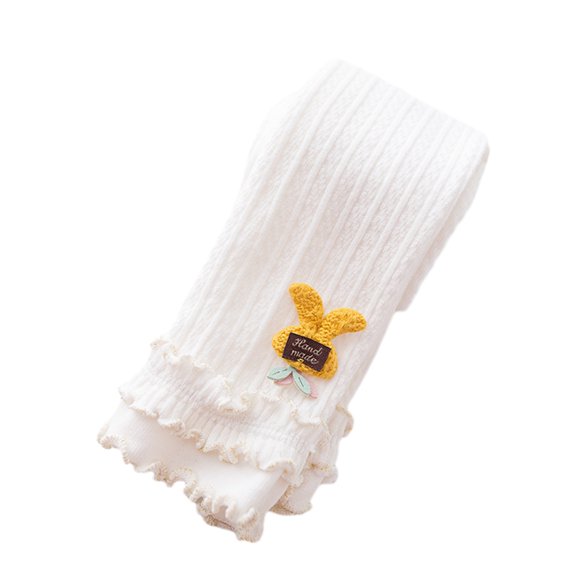 Toddler Baby Girls Ankle Leggings Pants Ruffle Lace Footless Tights Kids Cable Knit Cotton Stockings Pantyhose, 0-8 Years