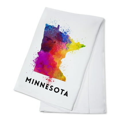 State Dish Towel - Minnesota - State Abstract Watercolor - Lantern Press Artwork (100% Cotton Kitchen Towel)