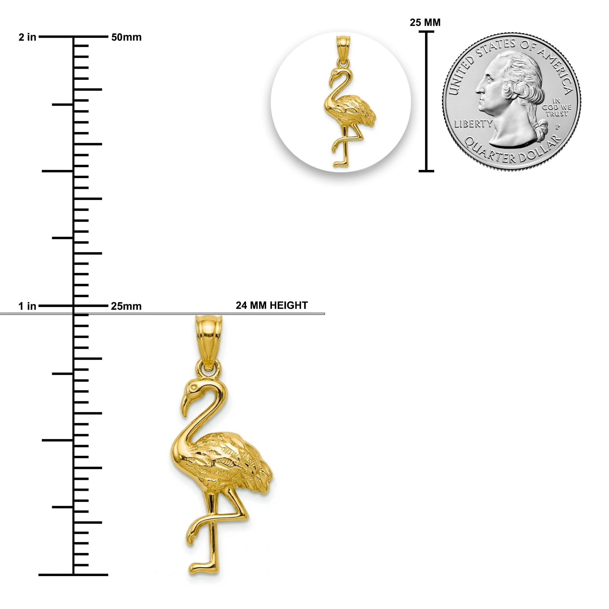Charm America - Gold Flamingo Charm - 10 Karat Solid Gold