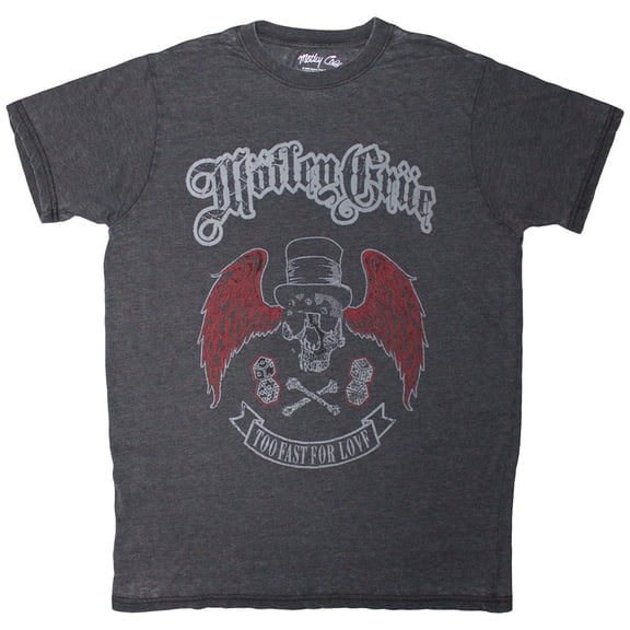 Motley Crue Unisex T-Shirt Skull Wings (Black) (Wash Collection)