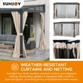 thumbnail image 5 of Sunjoy 12’ x 14’ Wall Mounted Gazebo with Powder Coated Steel Roof, Black Aluminum & Metal Frame Lean to Gazebo with Curtains and Netting, 5 of 11