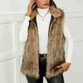 thumbnail image 2 of BiZtdJrK Sales For Today Women's Faux Fur Vest Sleeveless Short Jacket Winter Warm Fur Coat Waistcoat Outerwear for Women 204 Brown S, 2 of 9