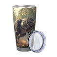 thumbnail image 2 of Fotbe Jungle Dinosaur Pattern 20 oz Tumbler Stainless Steel Vacuum Insulated Coffee Ice Cup Double Wall Travel Flask Leak-proof Coffee Cup-Straw Three-piece Set, 2 of 8