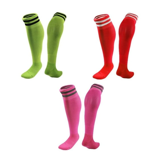 Lian LifeStyle 3 Pairs Knee High Sports Socks for Soccer, Softball, Baseball, Soccer, and Many Other Sports XL002 Size XS Green,Red,Rose