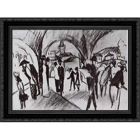 Arcade in Thun 24x20 Black Ornate Wood Framed Canvas Art by Macke, August