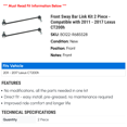 thumbnail image 2 of Front Sway Bar Link Kit 2 Piece - Compatible with 2011 - 2017 CT200h 2012 2013 2014 2015 2016, 2 of 2