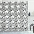 thumbnail image 1 of Ambesonne Floral Shower Curtain, Hand Drawn Line Art Design, 69"Wx70"L, Black and White, 1 of 3