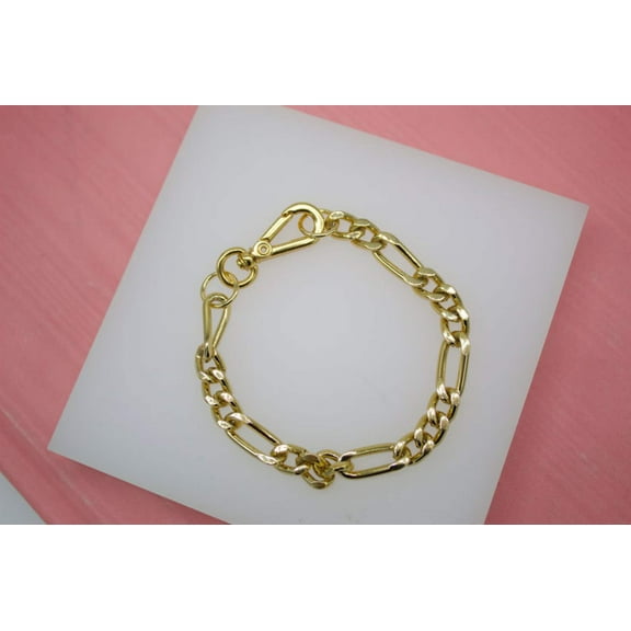 18K Gold Filled Figaro 7mm Link Chain Bracelet (I366C)