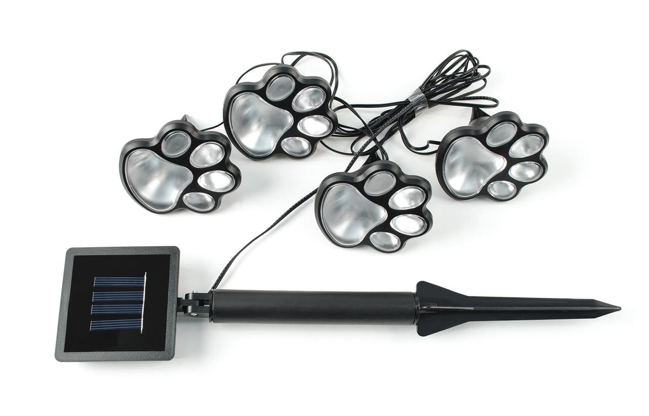 Ideaworks JB7356 Dog Paw Solar Lights Outdoor Panels - Bright Energy Efficient and Perfect for your Garden - 4 pc Set, Black
