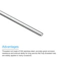 thumbnail image 4 of Uxcell Fully Threaded Rod M4 x 120mm 0.7mm Thread Pitch 304 Stainless Steel Right Hand Threaded Rods Bar Studs 4 Pack, 4 of 4