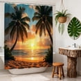 thumbnail image 4 of Summer Beach Shower Curtain Tropical Ocean Sunset Seaside Palm Tree Dusk Nature Scenery Print Drapes Hawaii Coastal Bathroom Decor Curtains with Hook-48"W x 72"L (Pack of 1), 4 of 7