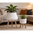 thumbnail image 4 of Flora Bunda CTF1630E2-WH 18'W & 10' Dumpling Fiberglass Pot on Stand,White,Set of 2, 4 of 5