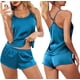 thumbnail image 1 of Conjunto de Pijama de satén de encaje para mujer, ropa de dormir Sexy, Tops sin mangas y pantalones cortos, conjuntos de 2 piezas qym unisex, 1 of 2