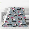 thumbnail image 4 of Cauagu Christmas Hat Dachshund Pattern Flannel Bed Blankets,Fleece Blanket Comfortable Air Conditioning Blanket for Sofa Bed Travel Couch & Living Room -80"x60", 4 of 8