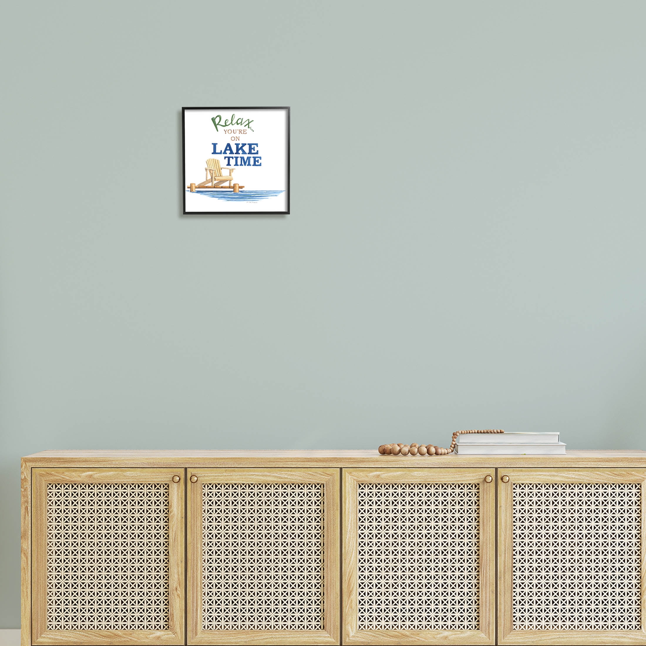 Relax You're On Lake Time Phrase Inspirational Graphic Art Black Framed Art Print Wall Art