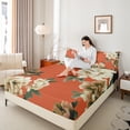 thumbnail image 5 of Feelyou Vintage Orange Floral Twin Sheet Sets, Western Rustic Flower Twin Fitted Sheet, French Fashion Style Flat Sheet, Super Cozy Room Decor, 3pcs, 5 of 8