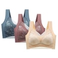 thumbnail image 2 of Youmylove 3-Pack Women Bra Front Side Buckle Lace Wireless Movement Seamless Gathering Adjustment Yoga Sleep Large Bra Stretch Bralette, 2 of 6
