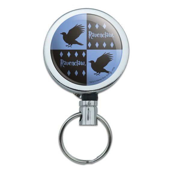 Harry Potter Ravenclaw Pattern Heavy Duty Metal Retractable Reel ID Badge Key Card Tag Holder with Belt Clip