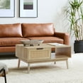 thumbnail image 5 of LuxenHome White Oak Finish Wood and Rattan Coffee Table, 5 of 6