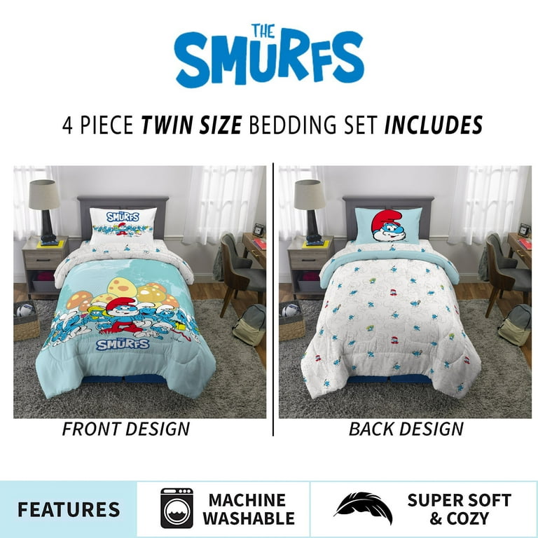 SMURFS シングル　寝具セット Amazon｜スマーフ・ビレッジの子供用シングルサイズ3ピース100