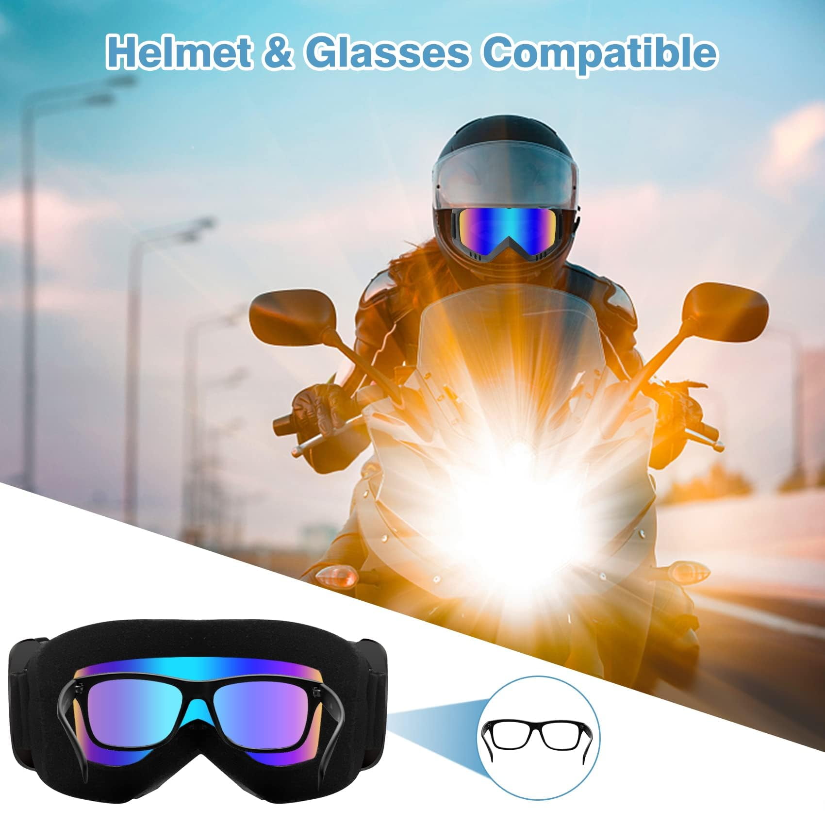 Dirt Bike Goggles 2 Pack - Motorcycle, ATV, Riding, Ski, Windproof Racing Glasses