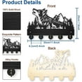 thumbnail image 2 of Self-Adhesive Wolf Forest Mountains Coat Rack Wall Mounted 11.8×7.9inch Wood Forest Animal Key Holder for Wall Black Hooks Wall Art Decor 5 Alloy Hooks for Entryway Living Room Camper Gift, 2 of 9