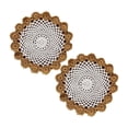 thumbnail image 1 of Oleegame 1PC Placemat Handmade Two Tone Floral Crochet Tray Doilies 9 Beige, 1 of 4