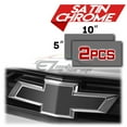 thumbnail image 2 of 2Pcs 5"x10" Chevy Emblem Bowtie Satin Chrome Gray Vinyl Wrap Sticker Decal Film Sheet, 2 of 8