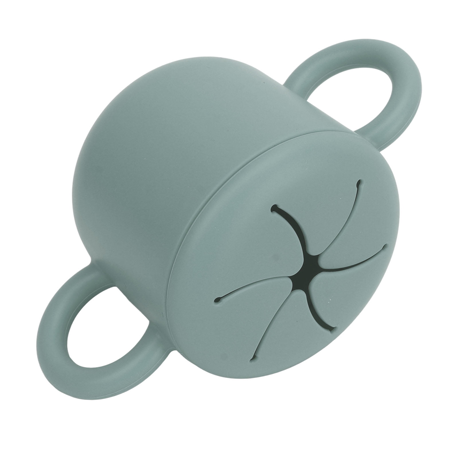 M Buder Baby Silicone Snack Cup Portable Double Ear Design 350ml / 11.8 oz Drop-Proof Multipurpose Toddler Feeding Bowl Dusty Blue Safe Healthy Essentials