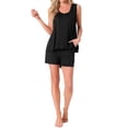 thumbnail image 2 of Conjuntos de pijama para mujeres Cheibear, camisetas sin mangas con pantalones cortos, atuendos de lounge a rayas coloridas con bolsillos, talla L, color negro, 2 of 5