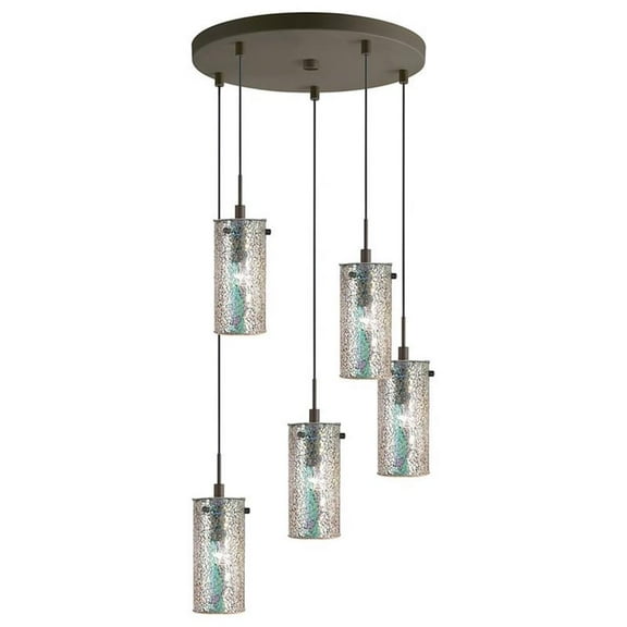 Woodbridge Lighting Tube 5-Light Metal Cluster Pendant in Bronze/Iridescent