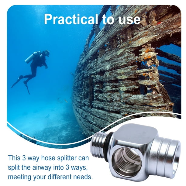 Diving Hose Adapter Outdoor Dive Gear Plated Brass Pipe 3way Splitter