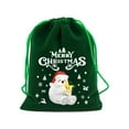 thumbnail image 2 of Lilgiuy Velvet Drawstring Apples Gift Bags Drawstring Pouches with Santa Snowman Penguin Design, Candy Treat Bags for Wedding Gift Christmas Holiday Party Favor (Green), 2 of 6