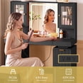 thumbnail image 6 of FANRAL Large Fluted Vanity with LED Lighted Mirror,Built-in Cabinet Lighting & Multi-Drawer Storage,Modern Dressing Table for Bedroom Beauty Space,Black Vanity, 6 of 8