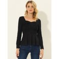 thumbnail image 2 of INSPIRE CHIC Long Sleeve Peplum Ruched Top Black S, 2 of 5