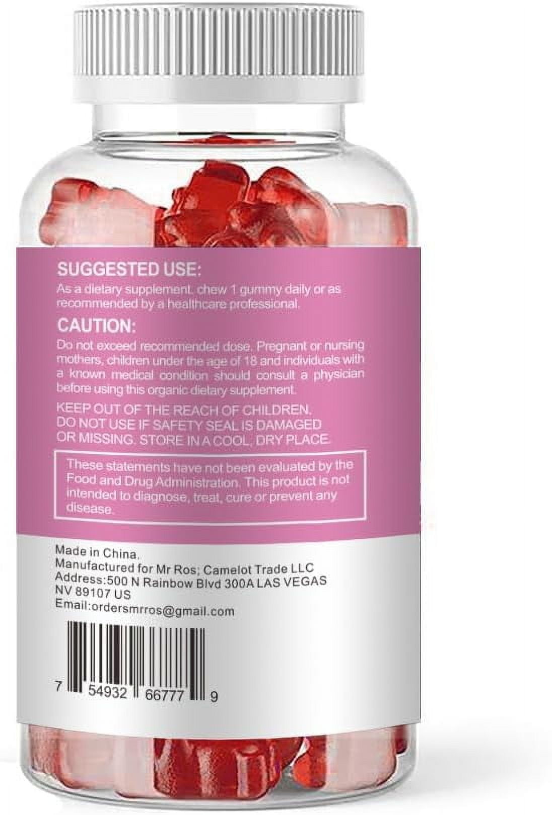 MR ROS PCOS Inositol Gummies Strawberry Flavor, Myo & D-Chiro Inositol 40:1 Ratio, 60 Gummies