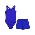 thumbnail image 3 of JanJean Kids Girls Lace Back Ballet Dance Leotard with Shorts Set Workout Athletic Biketard Royal Blue 14, 3 of 7