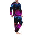 thumbnail image 2 of Fotbe Futuristic Purple Panther A、 Pijama de Hombre con Estampado de Manga Larga, Conjunto de 2 Piezas, Ropa de Dormir Suave y Cómoda con Bolsillos-Medium, 2 of 7
