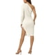 thumbnail image 3 of Vestido de cóctel midi sin mangas de un solo hombro para mujer Inspire Chic M Blanco, 3 of 6