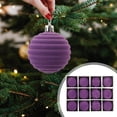 thumbnail image 3 of 12 PCS Xmas Decorative Hanging Ornaments, Boxed Christmas Tree Pendant, Velvet Christmas Ornaments, Flocked Velvet Christmas Tree Balls, Flocked Xmas Balls, Plastic Balls for Home Decor (Purple), 3 of 9