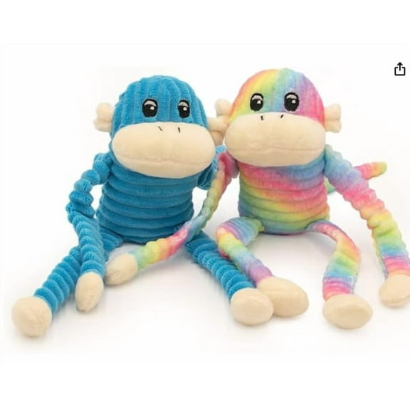 Spencer The Crinkle Monkey, Colorful Dog Toy with Squeakers
