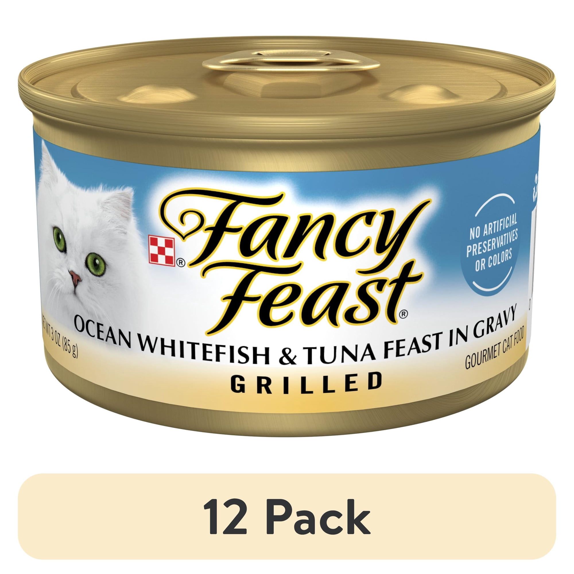 (12 pack) Purina Fancy Feast Gravy Wet Cat Food  High Protein Soft Ocean Whitefish & Tuna  3 oz Cans (24 Pack)