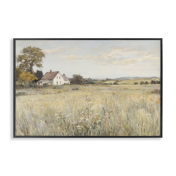 Stupell Industries Country Living in Golden Meadow Black Framed Giclee Art, design by Petal Prints Design