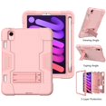 thumbnail image 2 of Dteck Case for Apple iPad mini 6th Generation 2021 8.3-inch,Shockproof Rubber 3-layer Protection Heavy Duty Armor Hybrid Drop-Proof Kickstand Protector Cover for iPad mini 6,Rosegold, 2 of 7