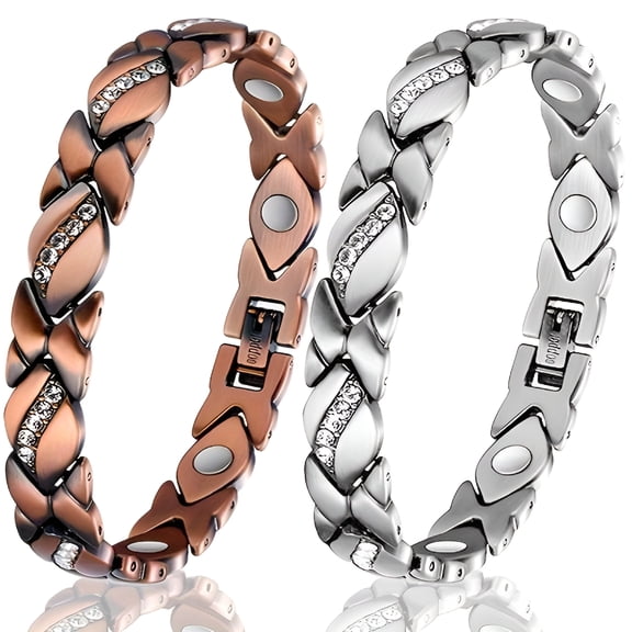 DESIGNICE 2026 New Magnetic Copper Bracelets for Women Copper Magnetic Bracelet for Women, Bronze Silvery for Daily Wear, Wellness, Joint Support, Relaxation